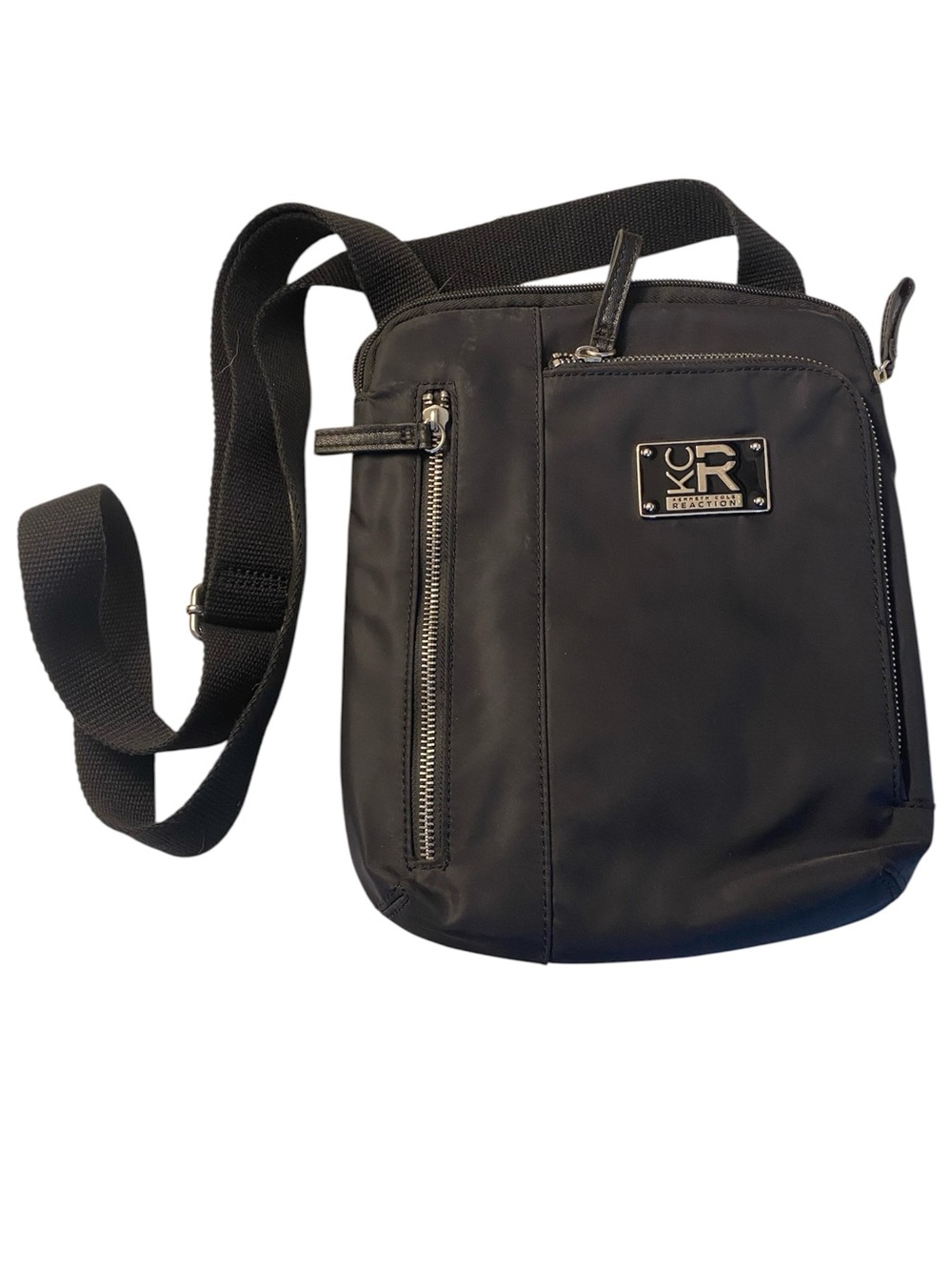 Kenneth Cole Reaction Black Crossbody Bag KC Reaction Logo, Adjustable Strap